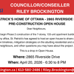 Mon Apr 20 6:30 to 8PM Construction Briefing St Pats Home - Heads up notice!